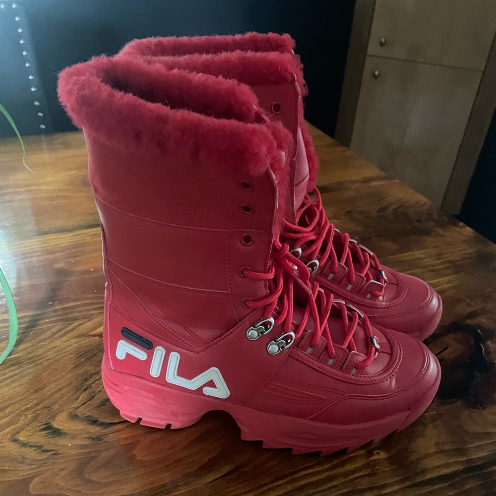 Fila Red Fuzzy Footwear